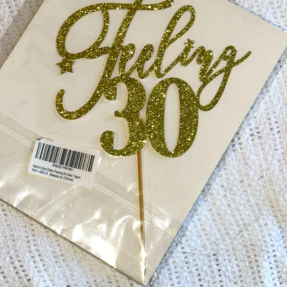 FEELING‎ 30 CAKE TOPPER Gold Glitter Movie Star